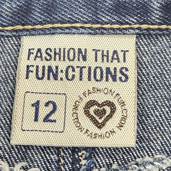 Vintage Fashion That Fun:ctions Bleached Knee Length Denim Jean A-line Skirt - Picture 3 of 7